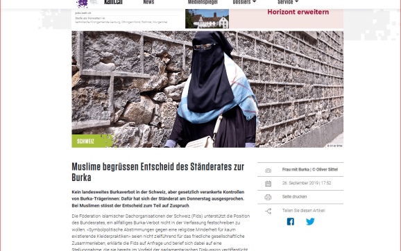 Muslime begrüssen Entscheid des Ständerates zur Burka